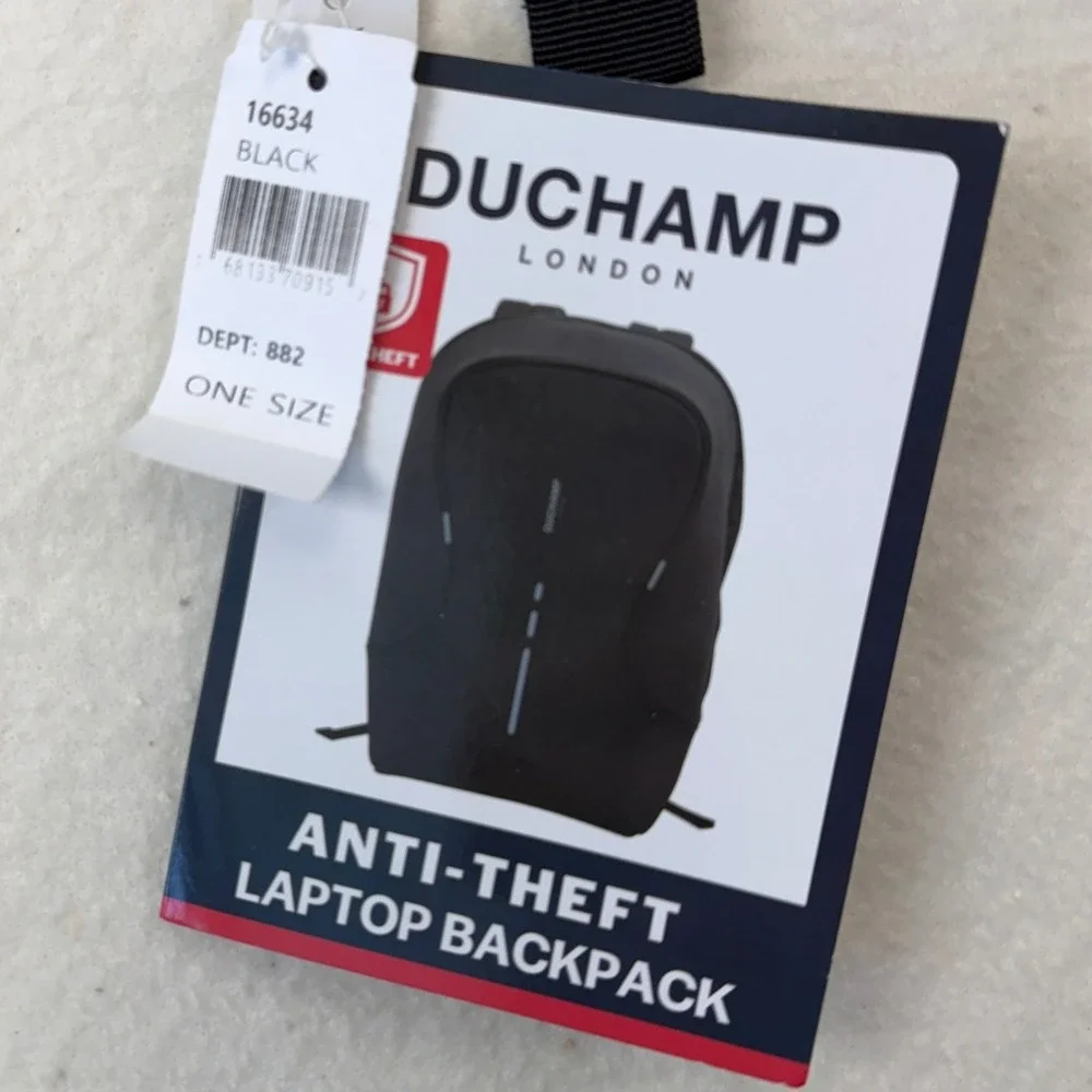 Duchamp London Anti-Theft Laptop Backpack Black 15.6 Inch Travel Bag 16634 NEW